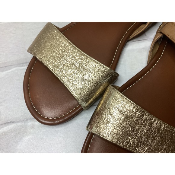 Clark's Women's Leather Double Buckle Sandals Gold Metallic Size 8.5M - Picture 3 of 6